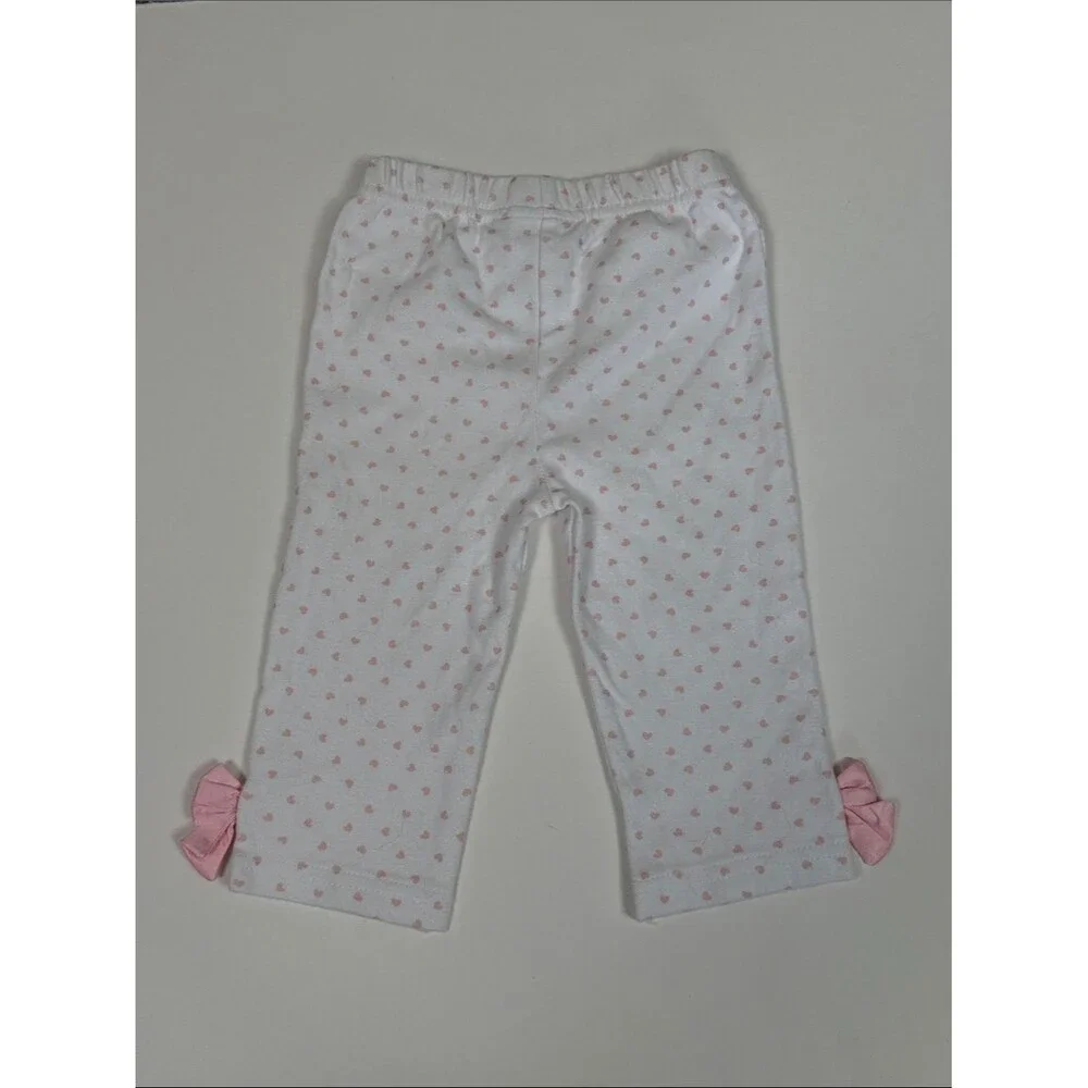 Wendy Bellissimo Baby Girl 2 Piece Pajama Set Pink Hearts Ruffle Bow Size 12M